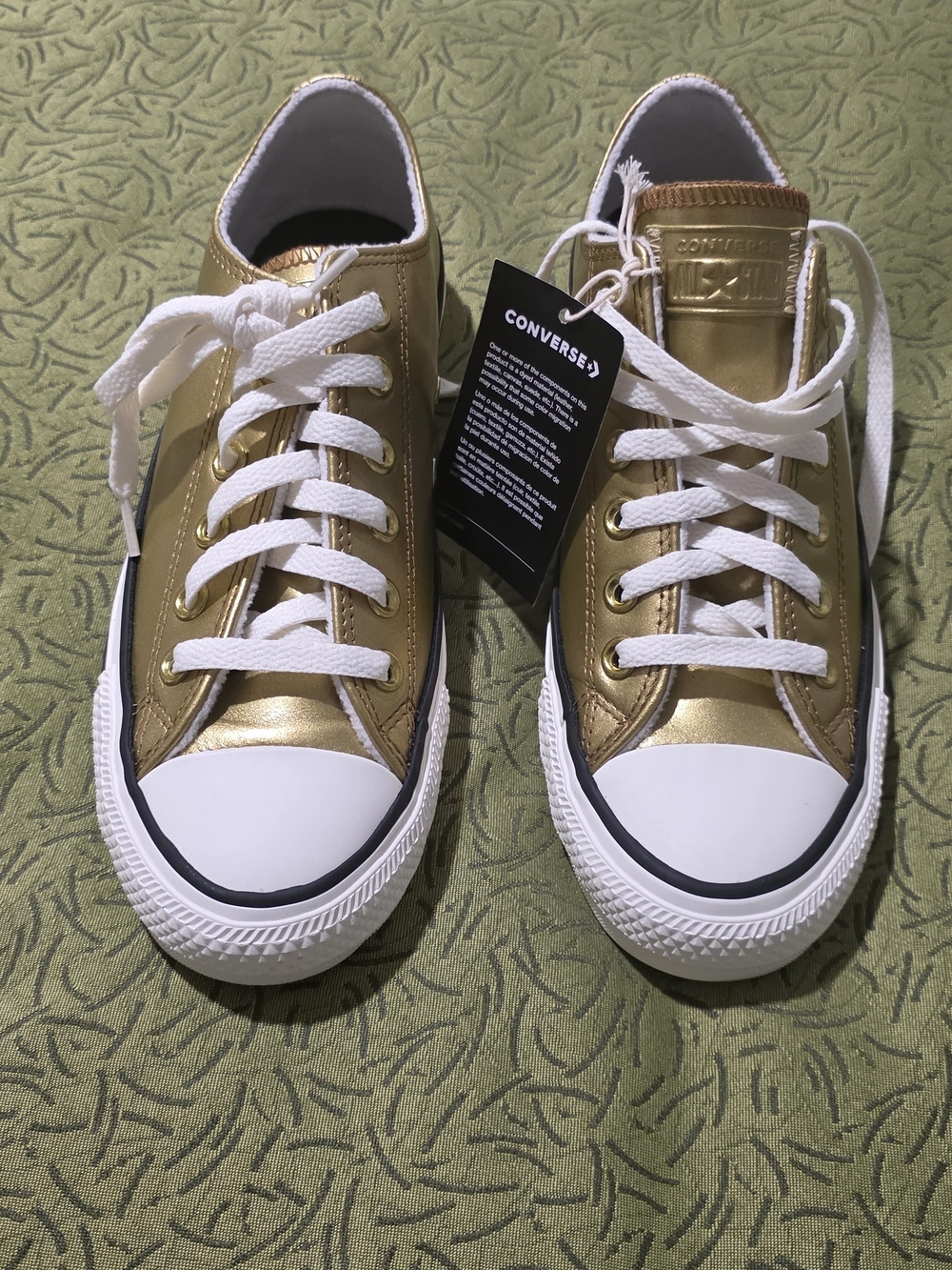 Converse Metallic Gold Low Top Sneakers with White Accents